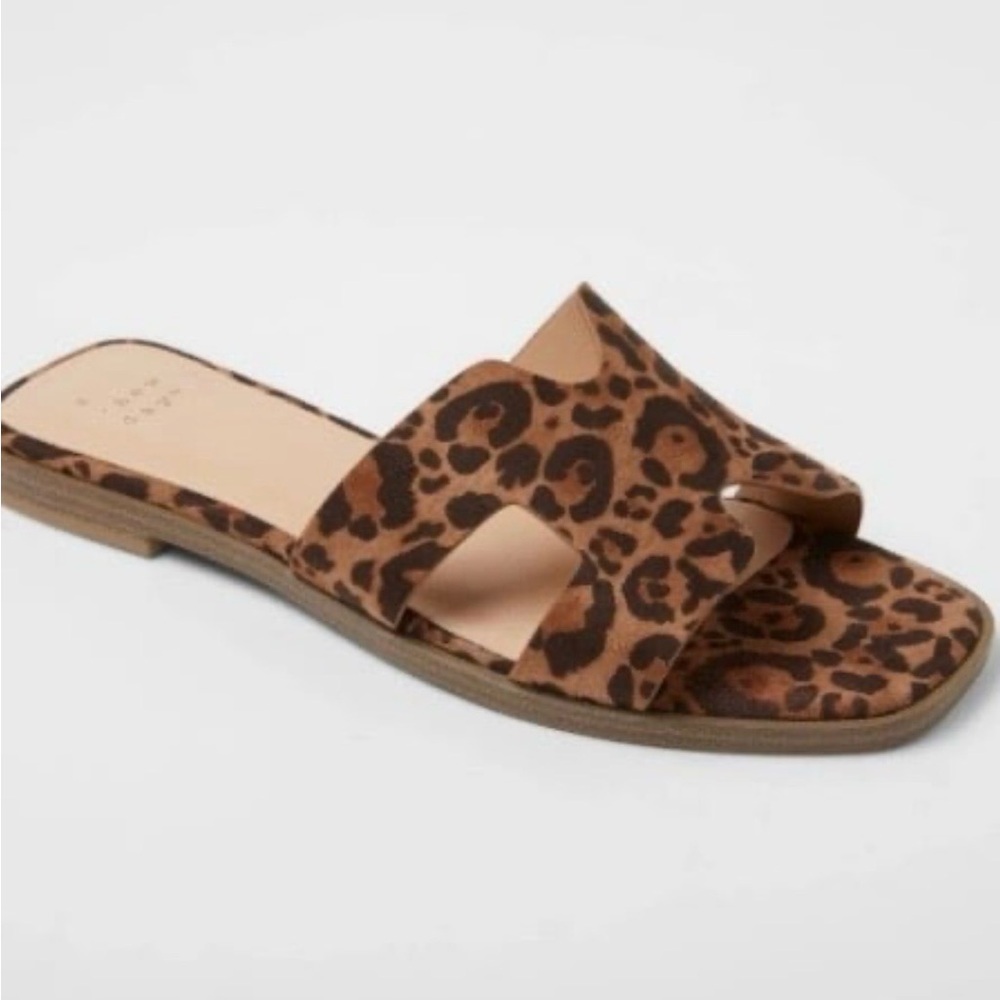 a new day Leopard Print Slide Sandals in Brown and Black